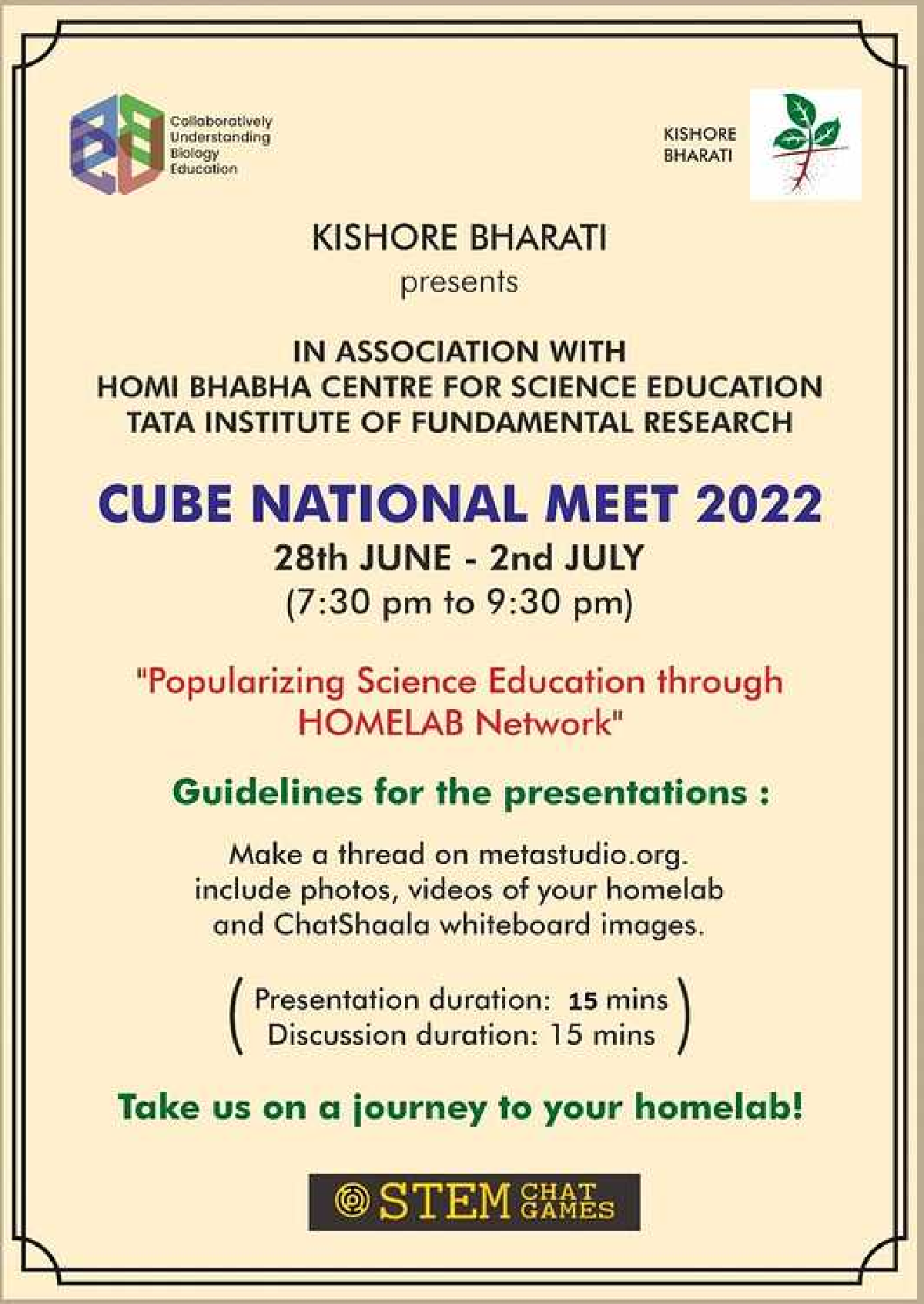 Commencement of CUBE National Meet 2022 (28th June to 2nd July 2022)