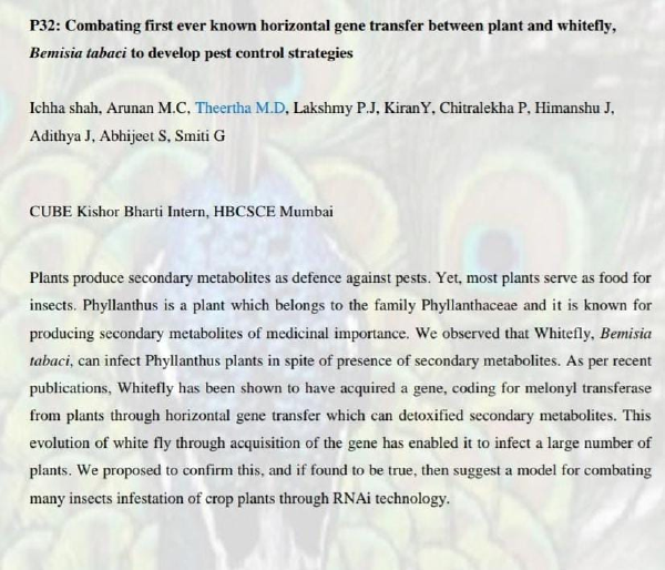 CUBE-Kishore Bharati at the 4th Conference of the ISEB (Indian Society of Evolutionary Biologists) at Ahmadabad University