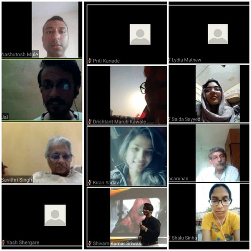 A snapshot of the online ChatShaala meeting in its initial days during the start of the lockdown when there was shift in trend from having physical causeries to having them online